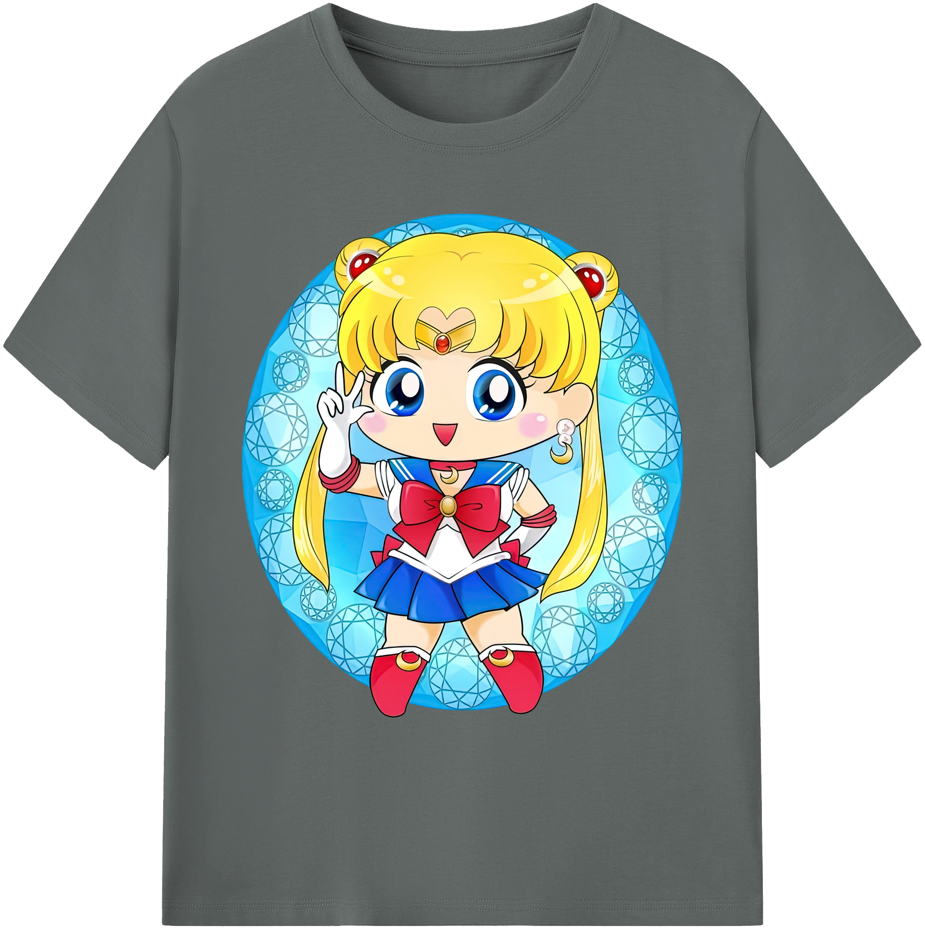 （画像用） 美少女戦士セーラームーン 月野 うさぎ つきの うさぎ Sailor Moon Tsukino Usagi 綿100％ メンズ半袖Tシャツ｜肌触りやわらか＆通気性